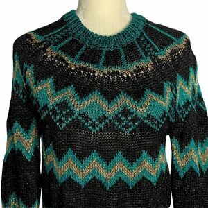 Nude Brand Metallic Loose Knit Pullover Sweater S